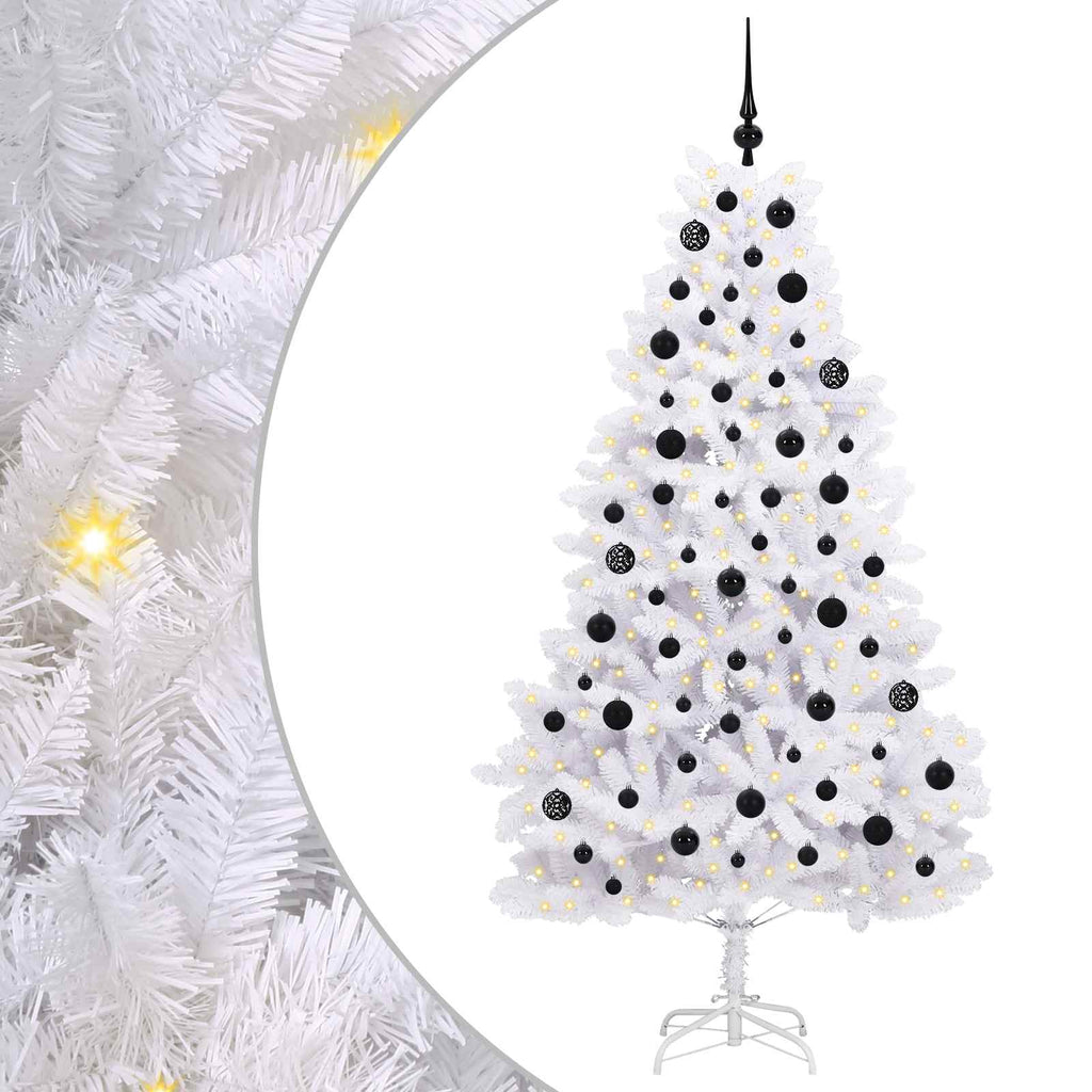 Künstlicher klappbarer Weihnachtsbaum Weiß 180 cm PVC und Stahl