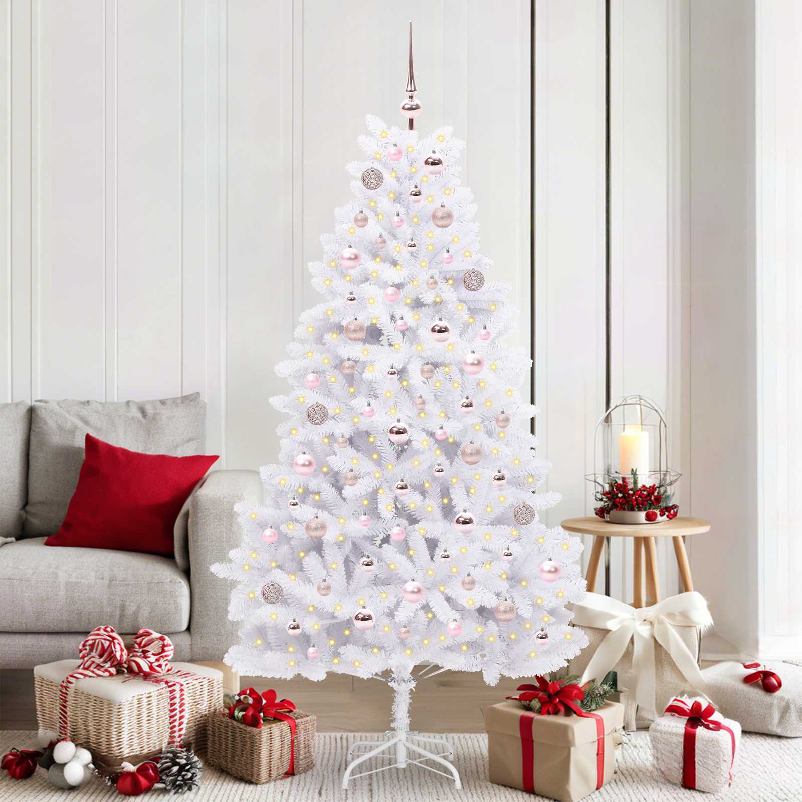 Künstlicher klappbarer Weihnachtsbaum Weiß 180 cm PVC und Stahl