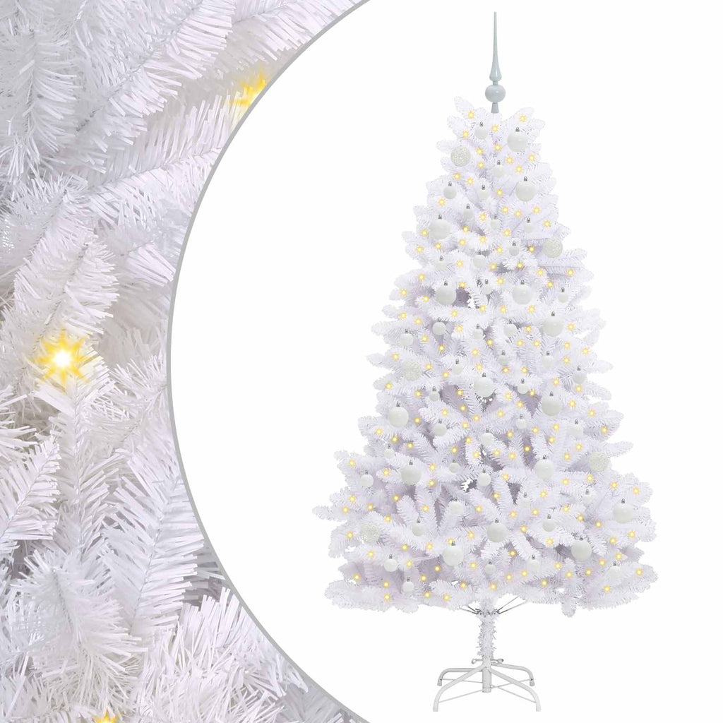 Künstlicher klappbarer Weihnachtsbaum Weiß 180 cm PVC und Stahl