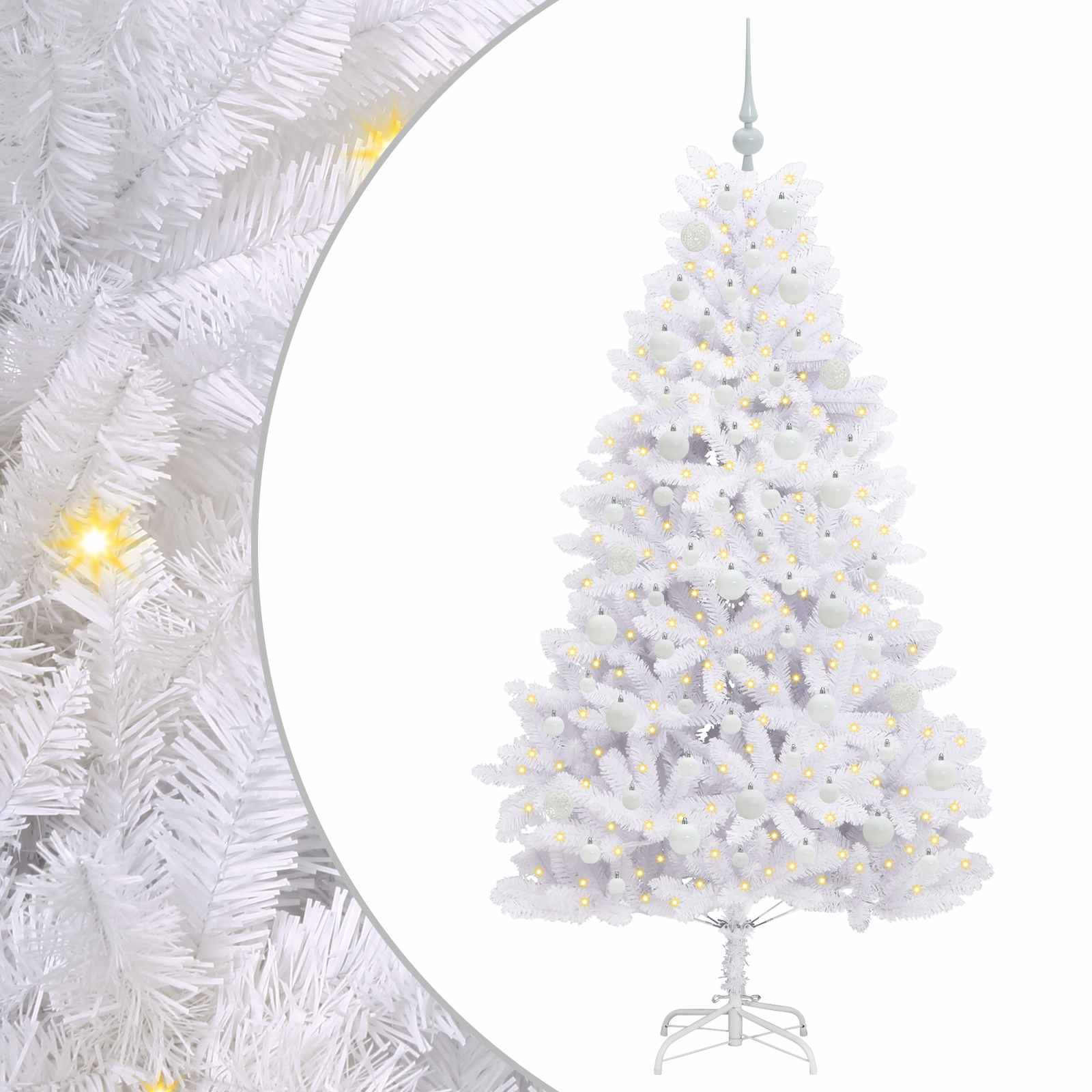 Künstlicher klappbarer Weihnachtsbaum Weiß 180 cm PVC und Stahl