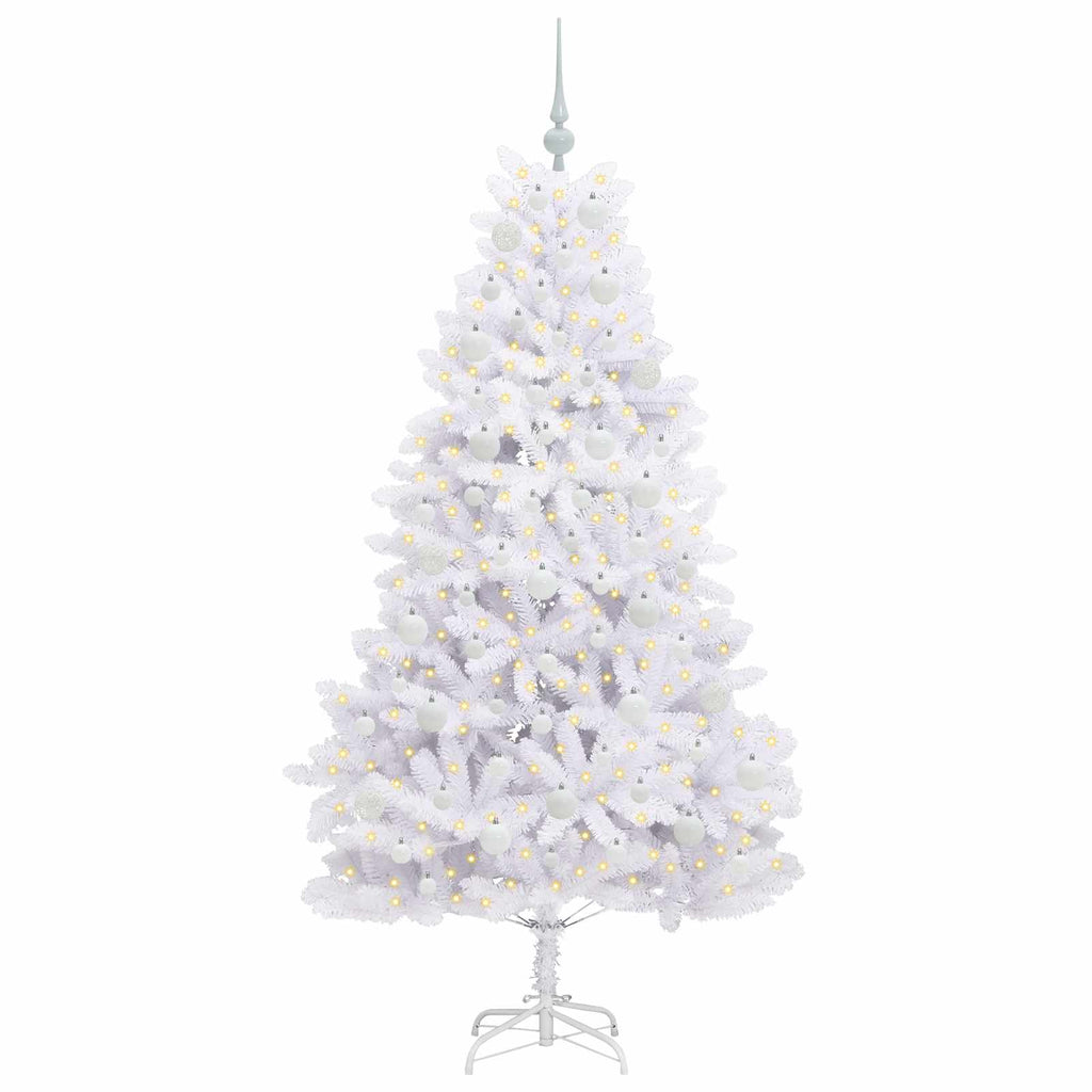 Künstlicher klappbarer Weihnachtsbaum Weiß 180 cm PVC und Stahl