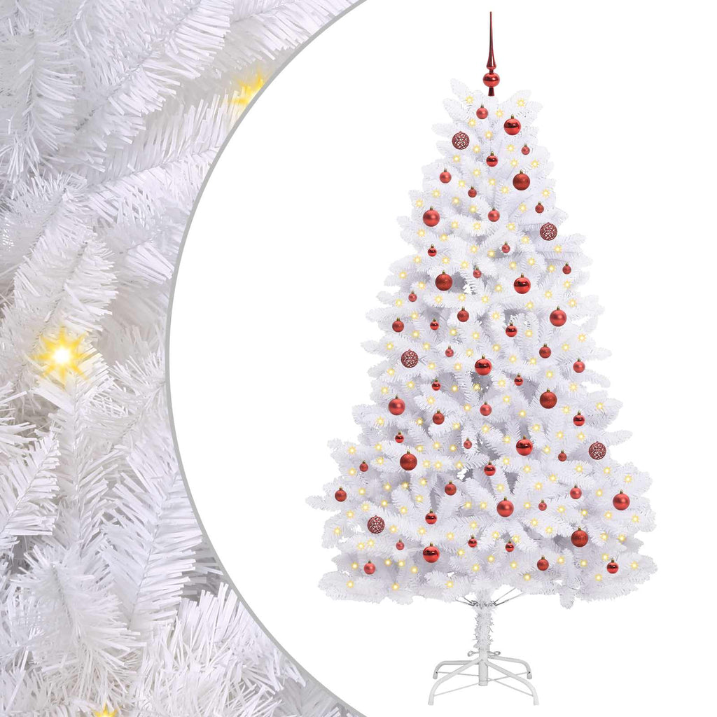 Künstlicher klappbarer Weihnachtsbaum Weiß 210 cm PVC und Stahl
