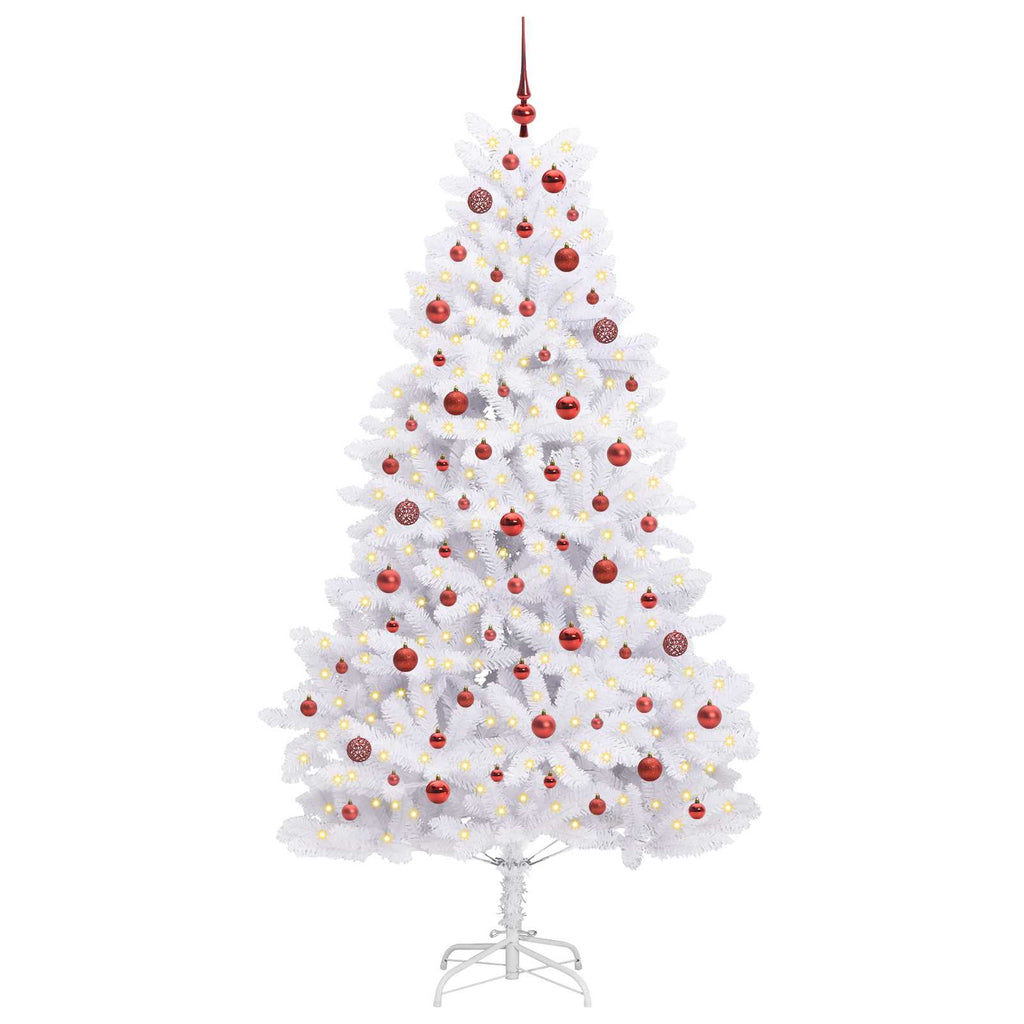 Künstlicher klappbarer Weihnachtsbaum Weiß 210 cm PVC und Stahl