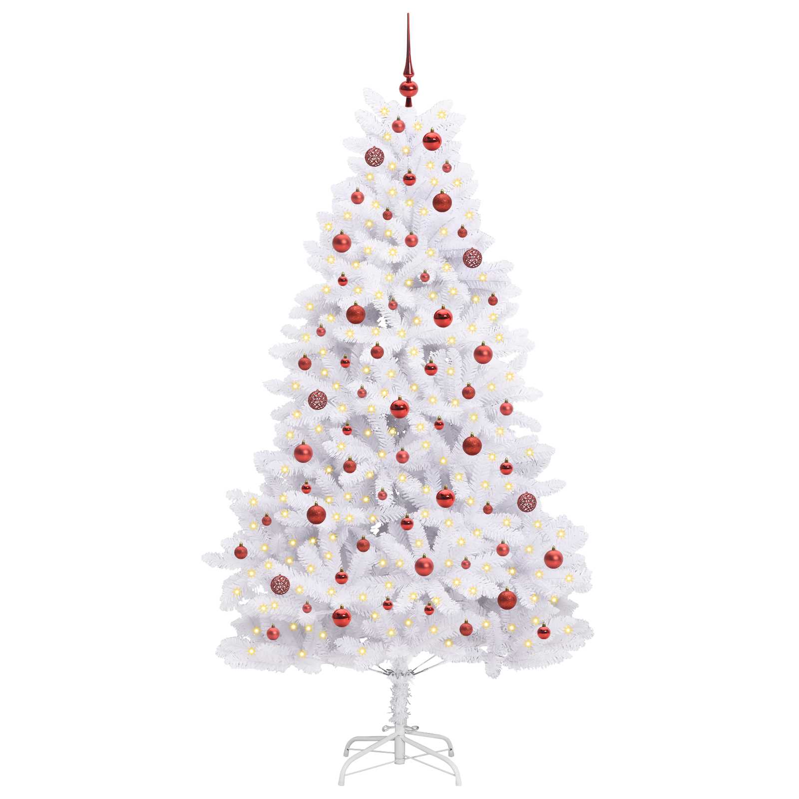 Künstlicher klappbarer Weihnachtsbaum Weiß 210 cm PVC und Stahl