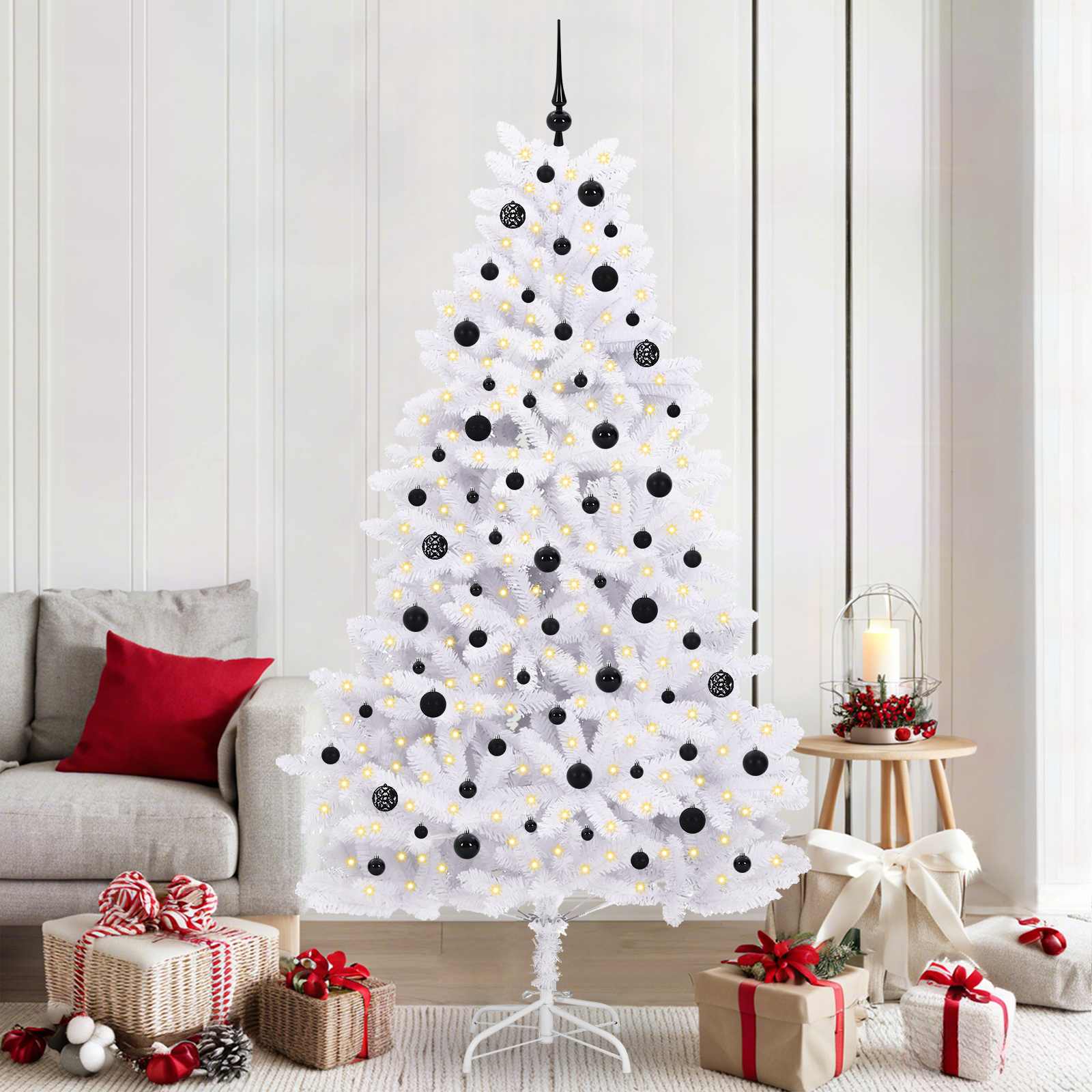 Künstlicher klappbarer Weihnachtsbaum Weiß 210 cm PVC und Stahl