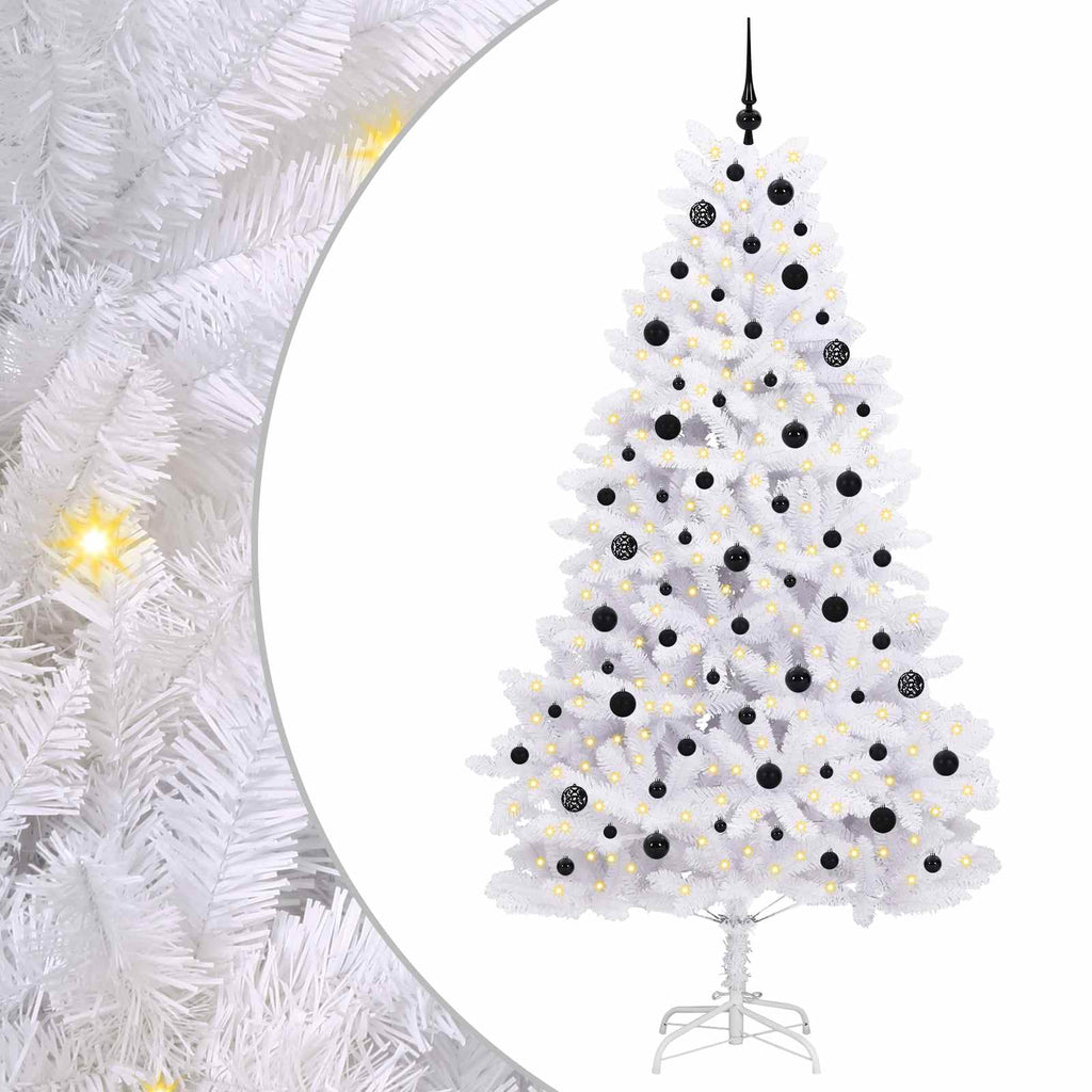 Künstlicher klappbarer Weihnachtsbaum Weiß 210 cm PVC und Stahl