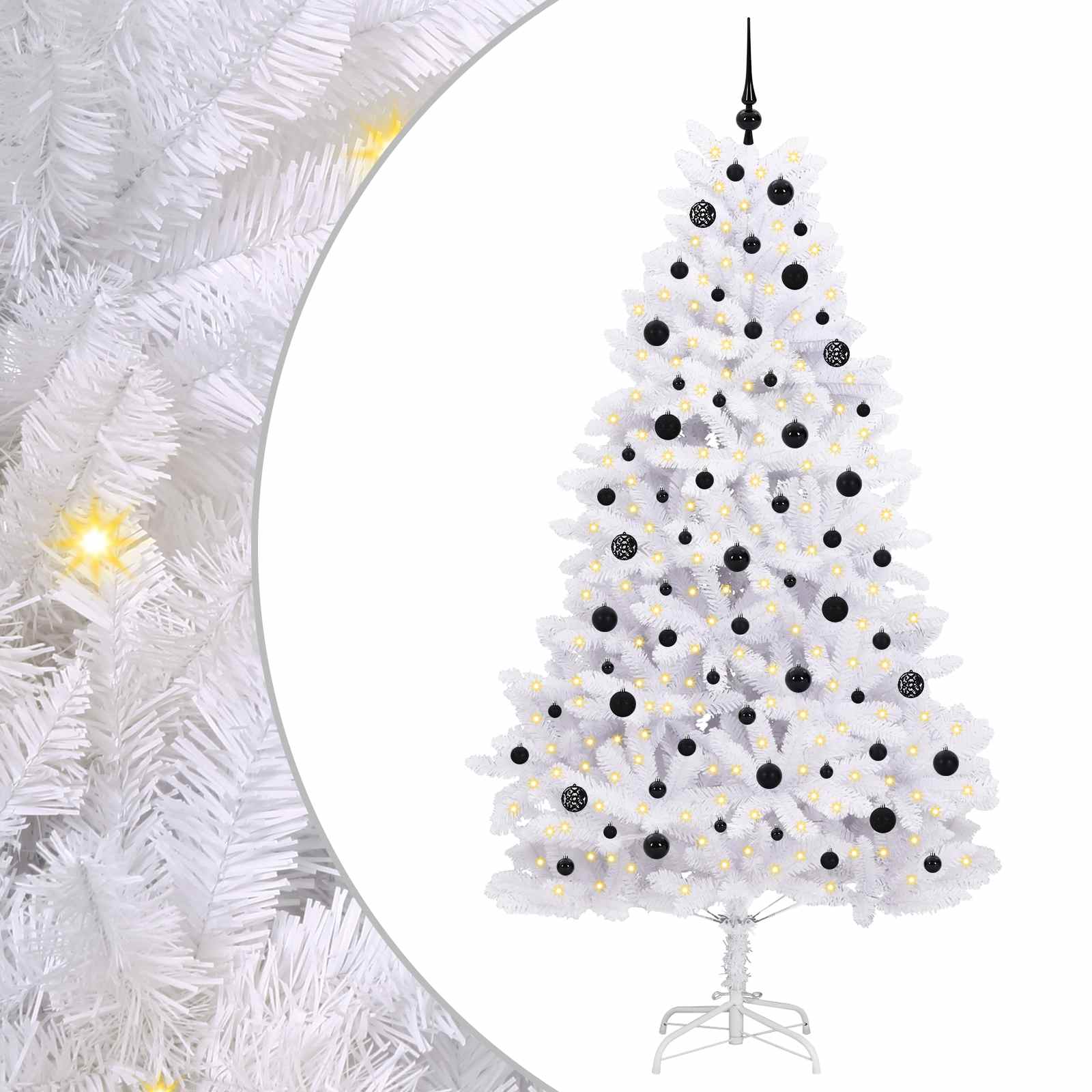 Künstlicher klappbarer Weihnachtsbaum Weiß 210 cm PVC und Stahl
