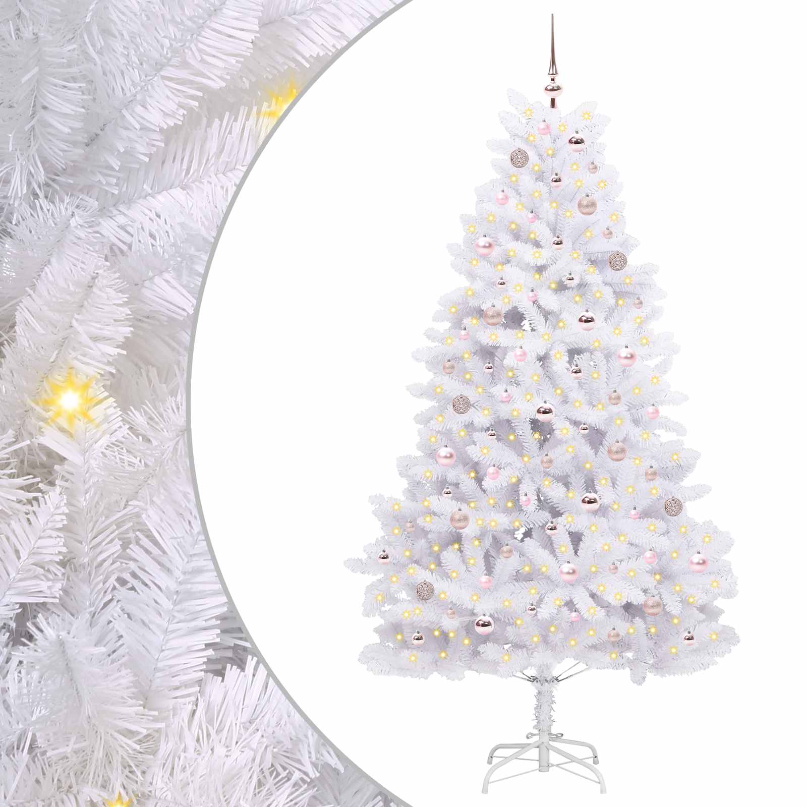 Künstlicher klappbarer Weihnachtsbaum Weiß 210 cm PVC und Stahl