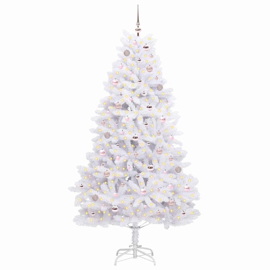 Künstlicher klappbarer Weihnachtsbaum Weiß 210 cm PVC und Stahl