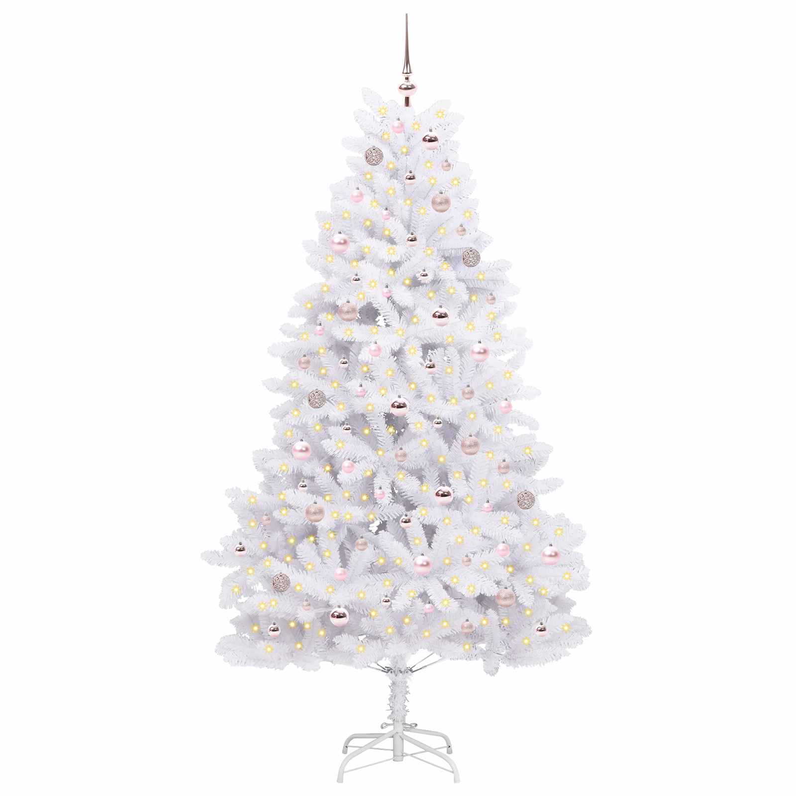 Künstlicher klappbarer Weihnachtsbaum Weiß 210 cm PVC und Stahl