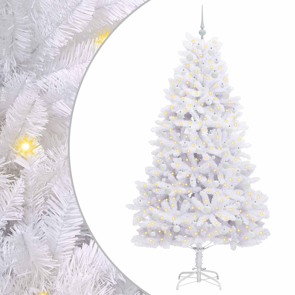 Künstlicher klappbarer Weihnachtsbaum Weiß 210 cm PVC und Stahl