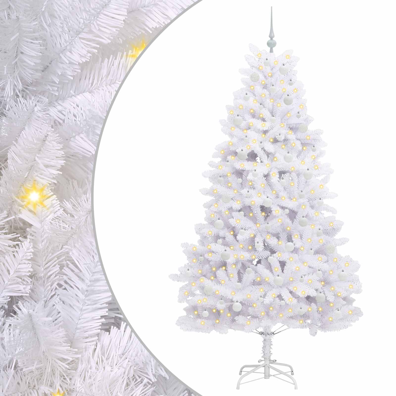 Künstlicher klappbarer Weihnachtsbaum Weiß 210 cm PVC und Stahl