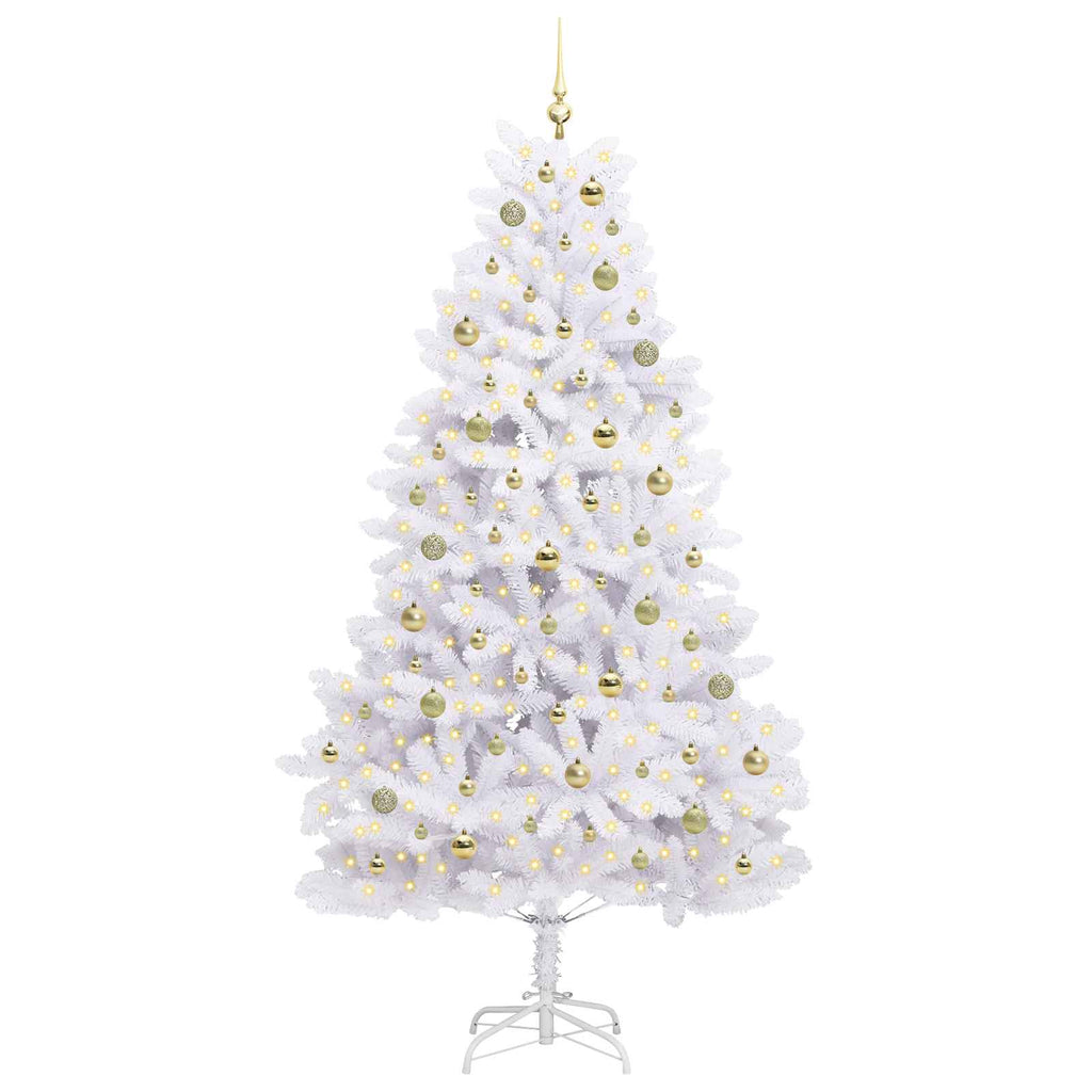 Künstlicher klappbarer Weihnachtsbaum Weiß 210 cm PVC und Stahl