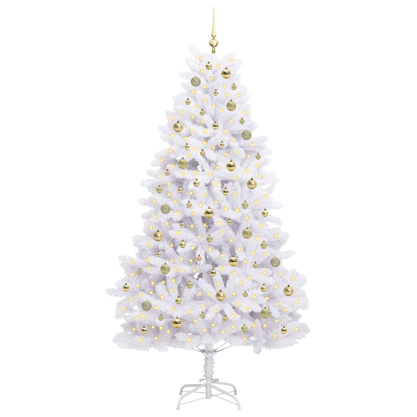 Künstlicher klappbarer Weihnachtsbaum Weiß 210 cm PVC und Stahl