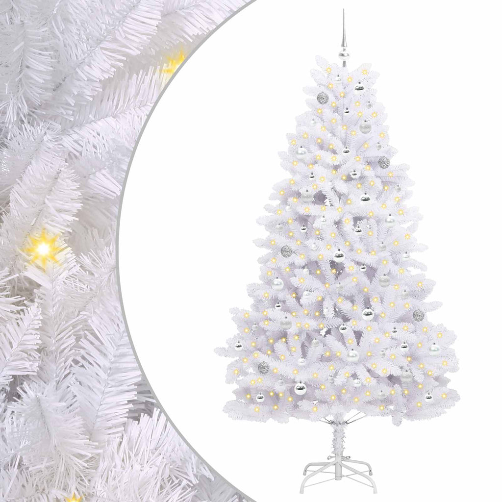 Künstlicher klappbarer Weihnachtsbaum Weiß 210 cm PVC und Stahl