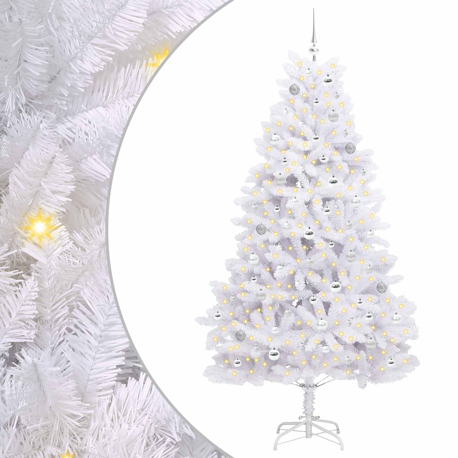 Künstlicher klappbarer Weihnachtsbaum Weiß 210 cm PVC und Stahl