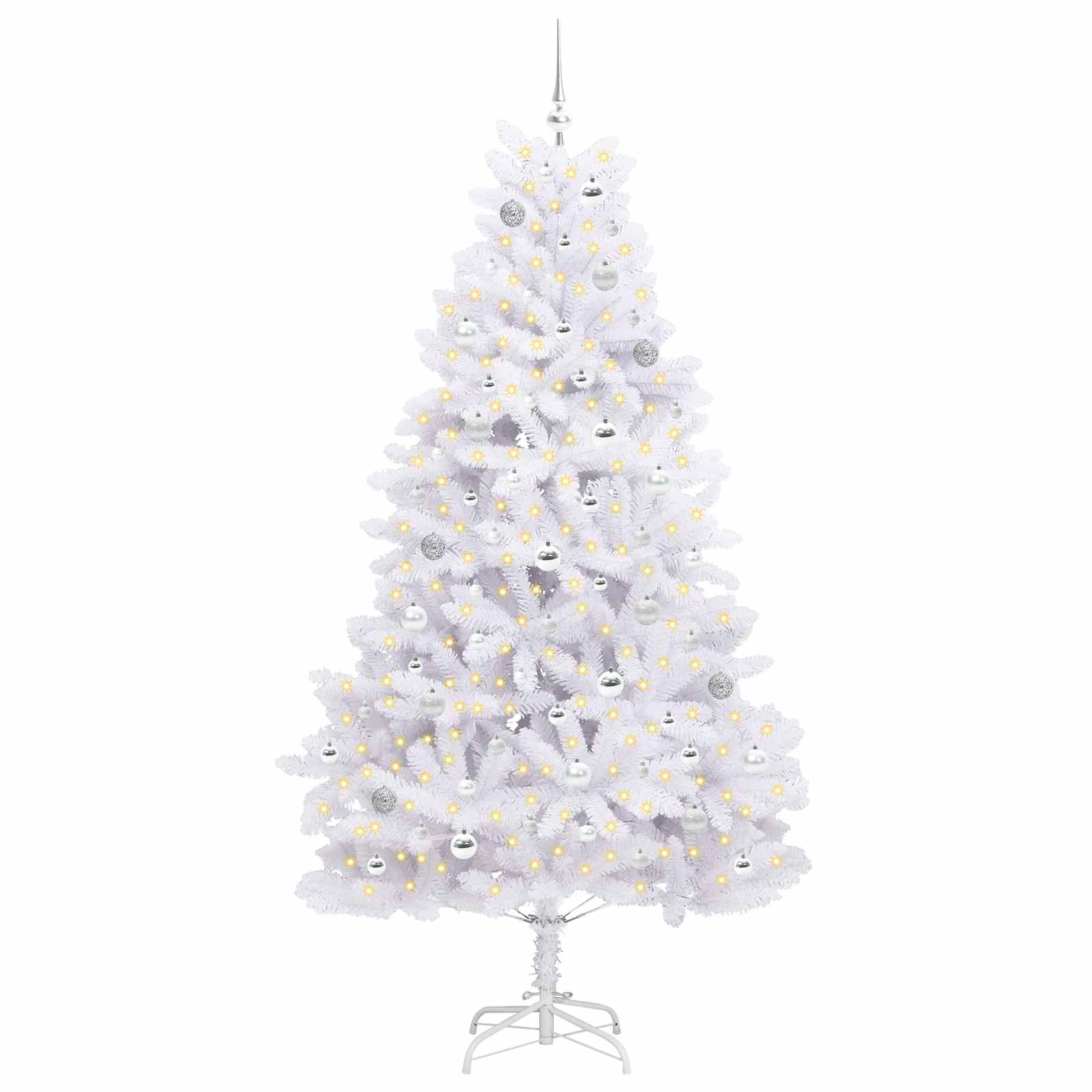 Künstlicher klappbarer Weihnachtsbaum Weiß 210 cm PVC und Stahl