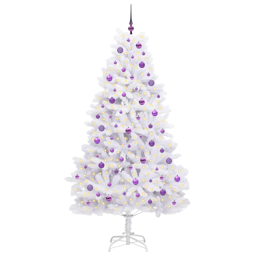 Künstlicher klappbarer Weihnachtsbaum Weiß 210 cm PVC und Stahl