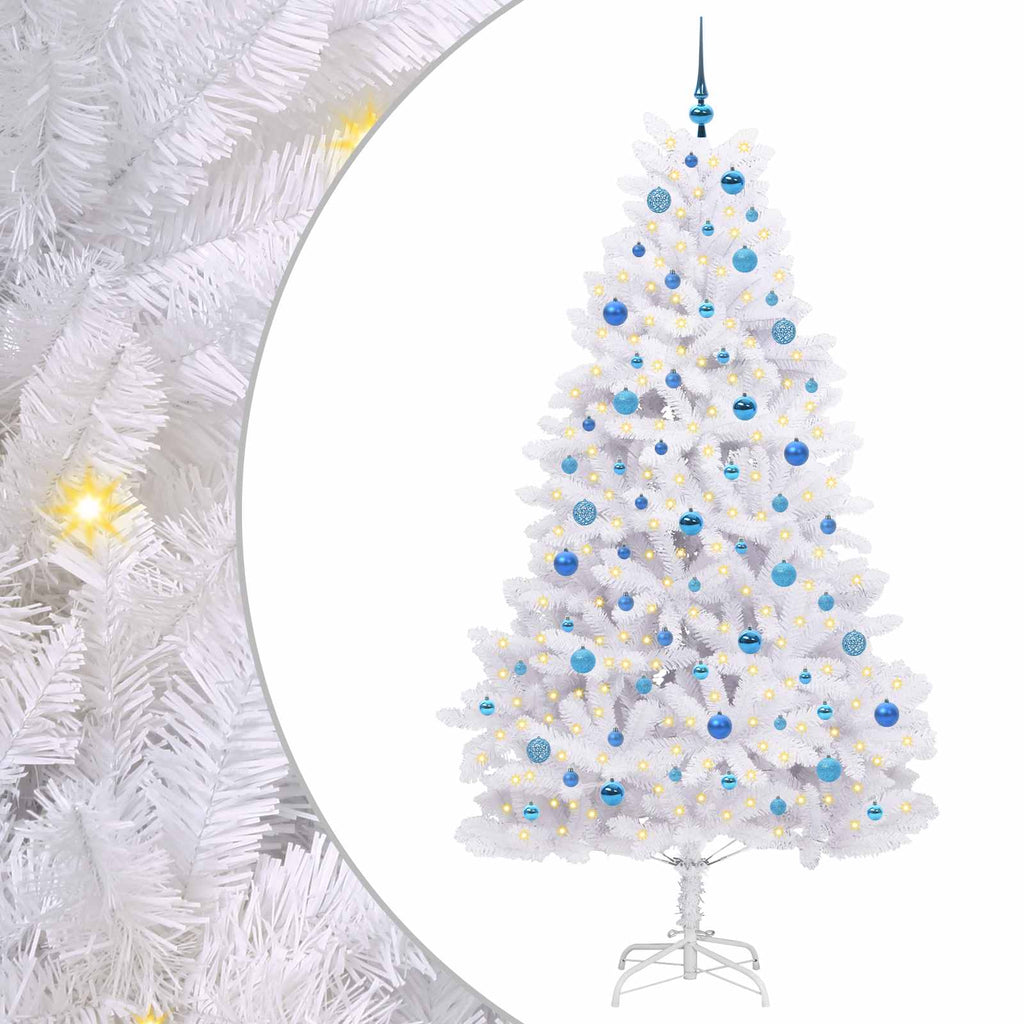 Künstlicher klappbarer Weihnachtsbaum Weiß 210 cm PVC und Stahl