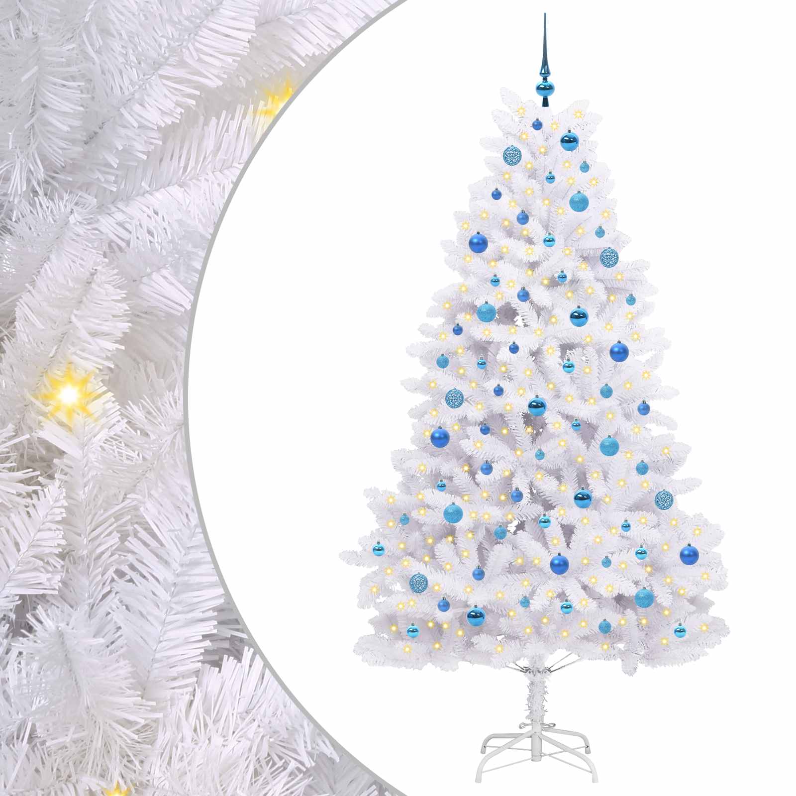 Künstlicher klappbarer Weihnachtsbaum Weiß 210 cm PVC und Stahl