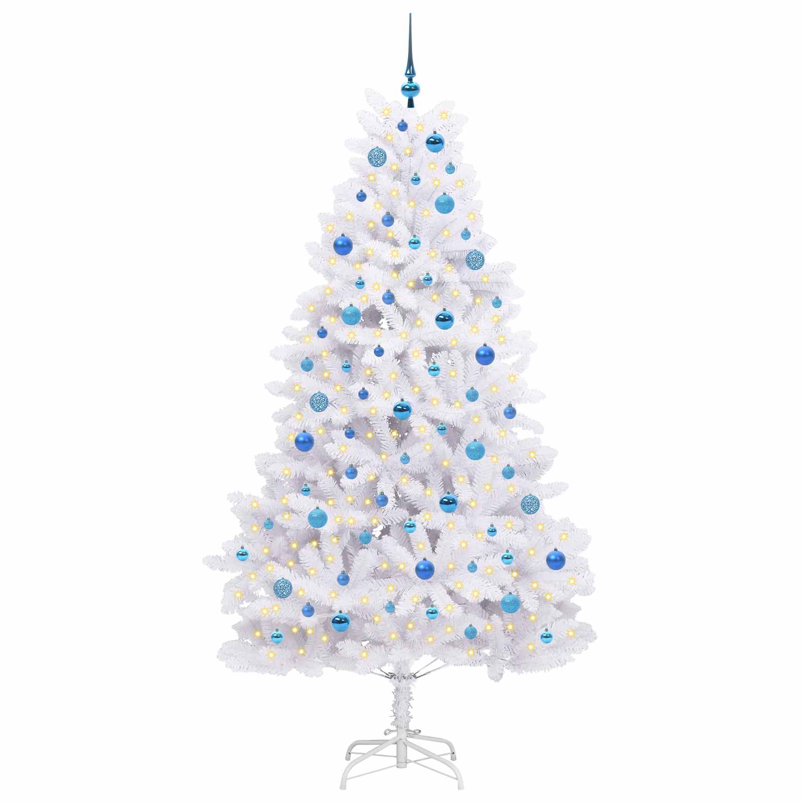 Künstlicher klappbarer Weihnachtsbaum Weiß 210 cm PVC und Stahl