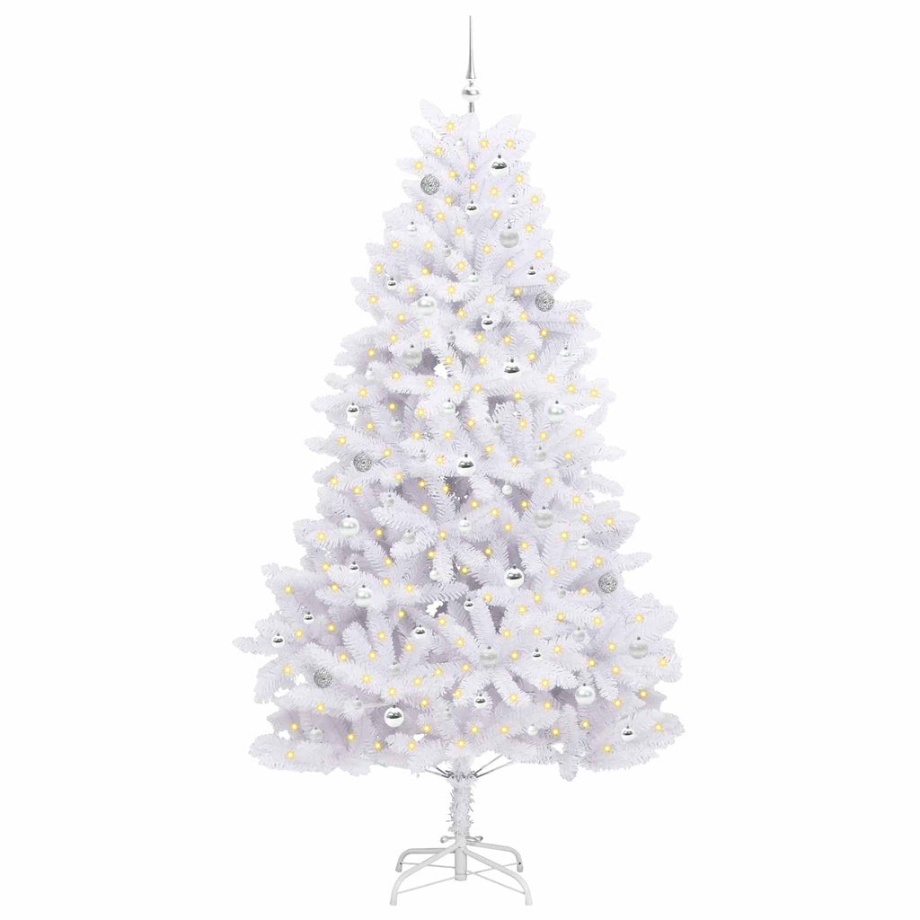 Künstlicher klappbarer Weihnachtsbaum Weiß 240 cm PVC und Stahl