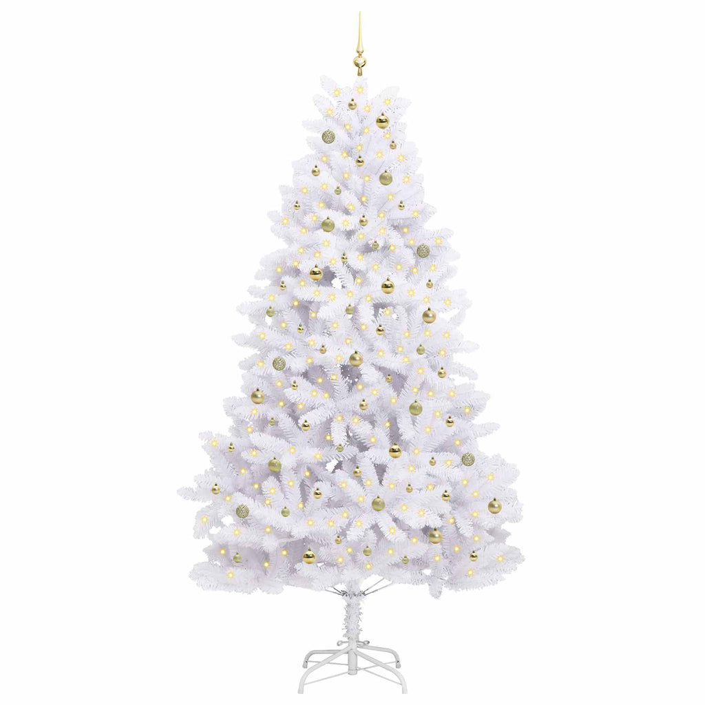 Künstlicher klappbarer Weihnachtsbaum Weiß 270 cm PVC und Stahl