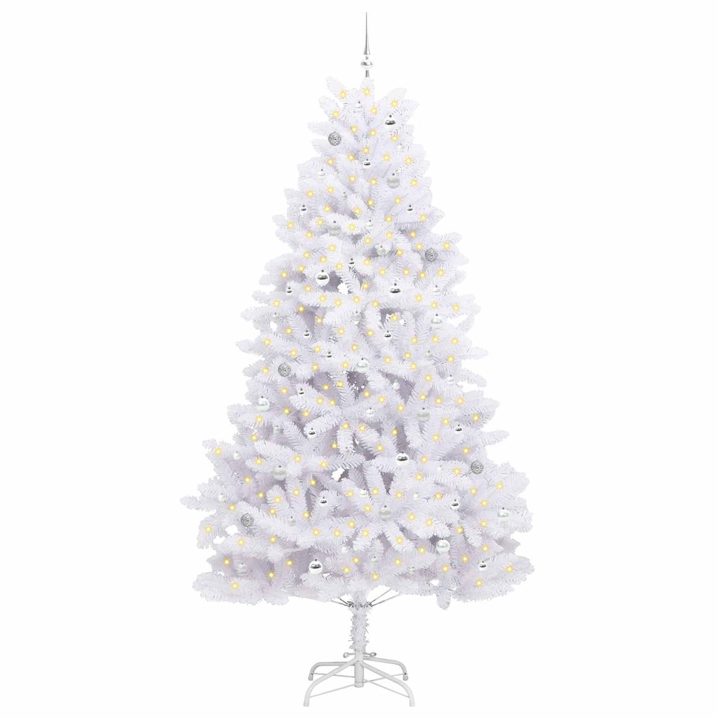 Künstlicher klappbarer Weihnachtsbaum Weiß 270 cm PVC und Stahl