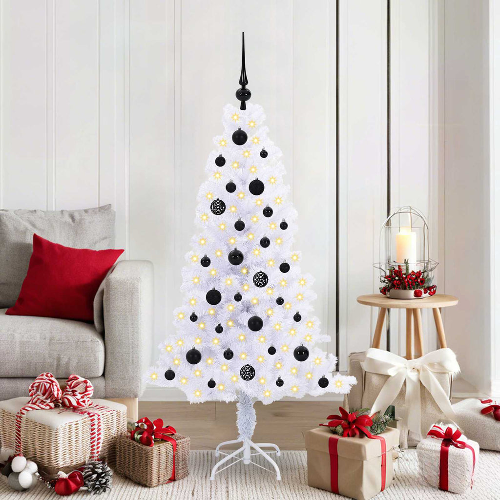 Künstlicher Weihnachtsbaum Weiß 150 cm PVC und Stahl
