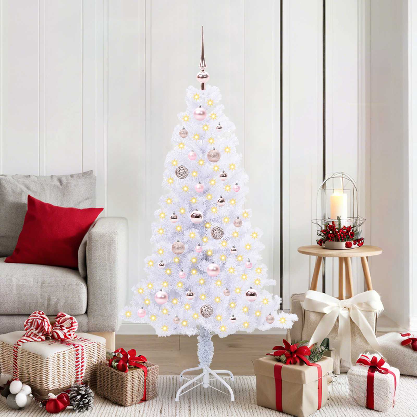 Künstlicher Weihnachtsbaum Weiß 150 cm PVC und Stahl