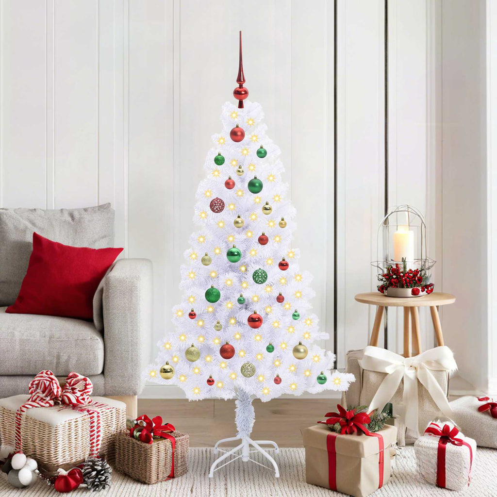 Künstlicher Weihnachtsbaum Weiß 150 cm PVC und Stahl
