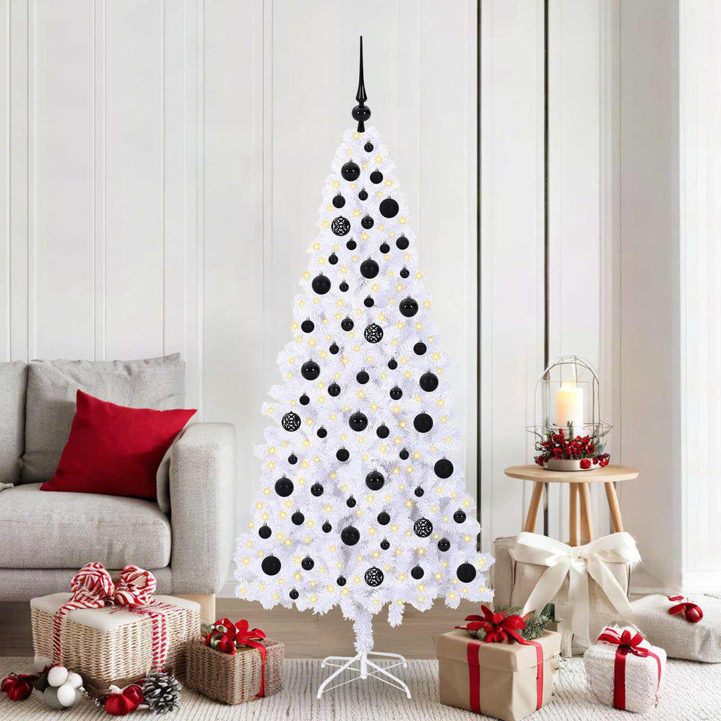 Künstlicher Weihnachtsbaum Weiß 180 cm PVC und Stahl