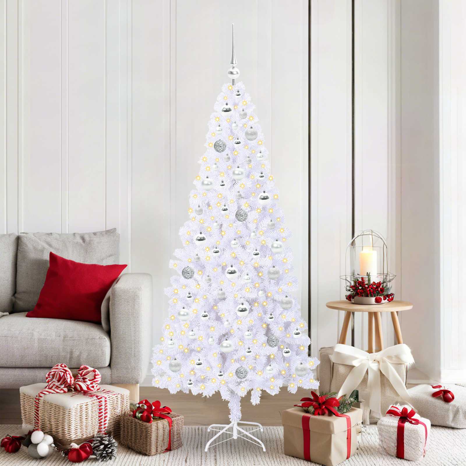 Künstlicher Weihnachtsbaum Weiß 180 cm PVC und Stahl