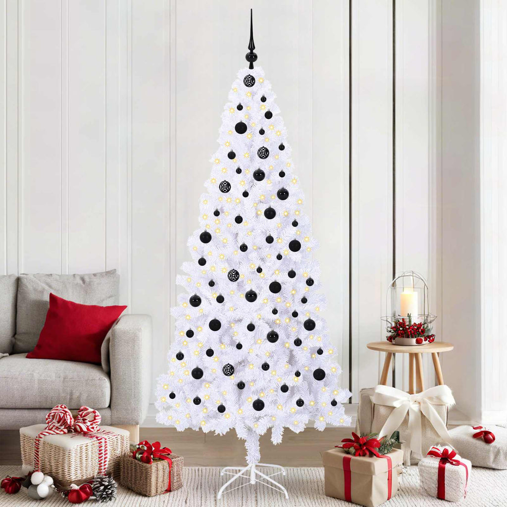 Künstlicher Weihnachtsbaum Weiß 210 cm PVC und Stahl