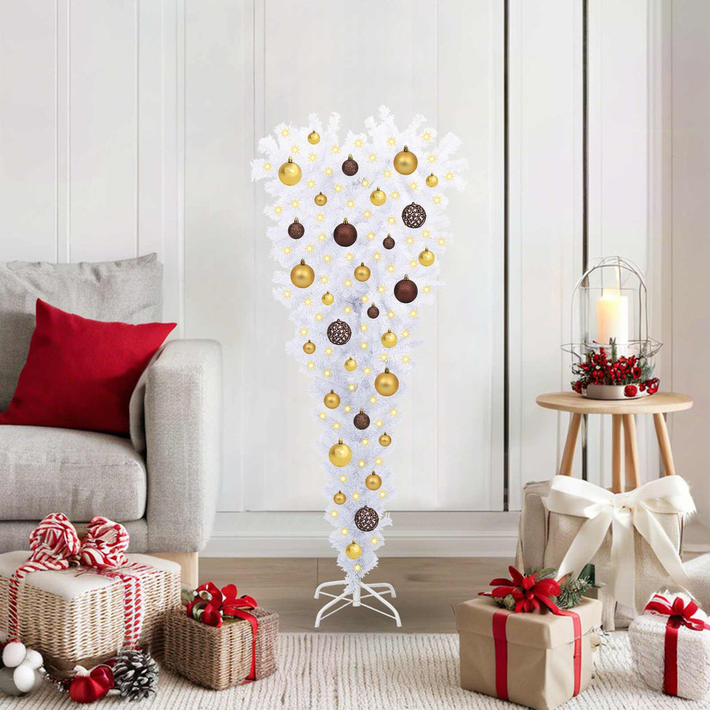 Künstlicher Weihnachtsbaum Weiß 120 cm PVC und Stahl