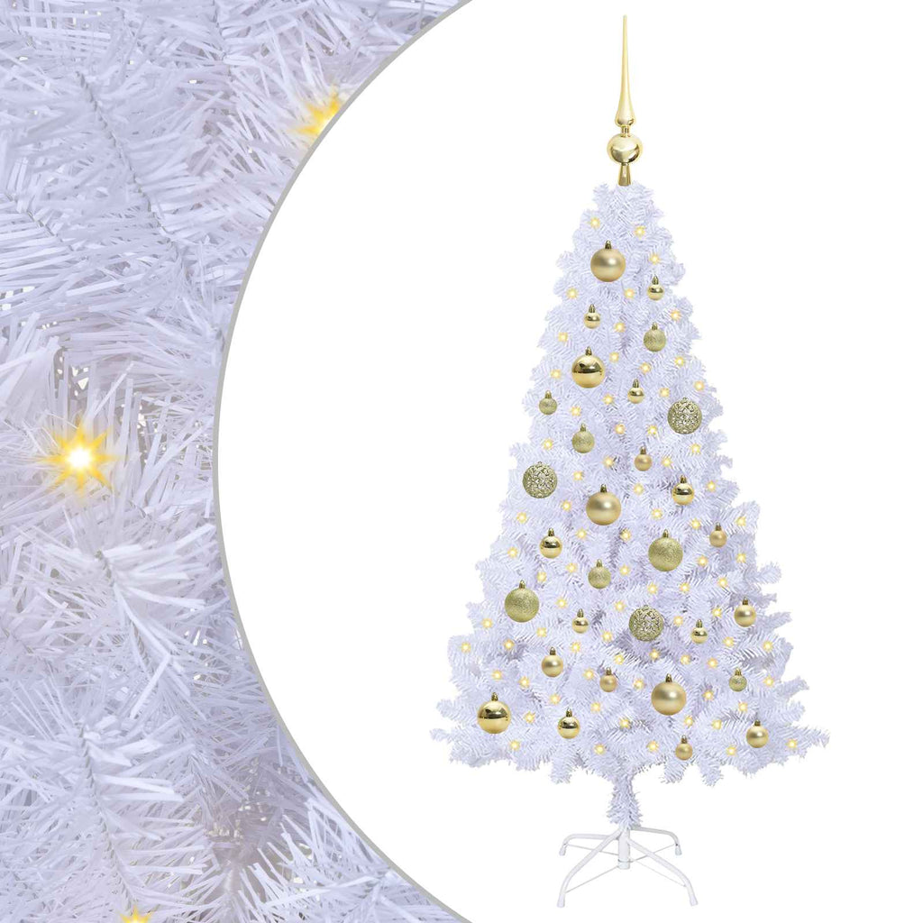 Künstlicher Weihnachtsbaum Weiß 120 cm PVC und Stahl
