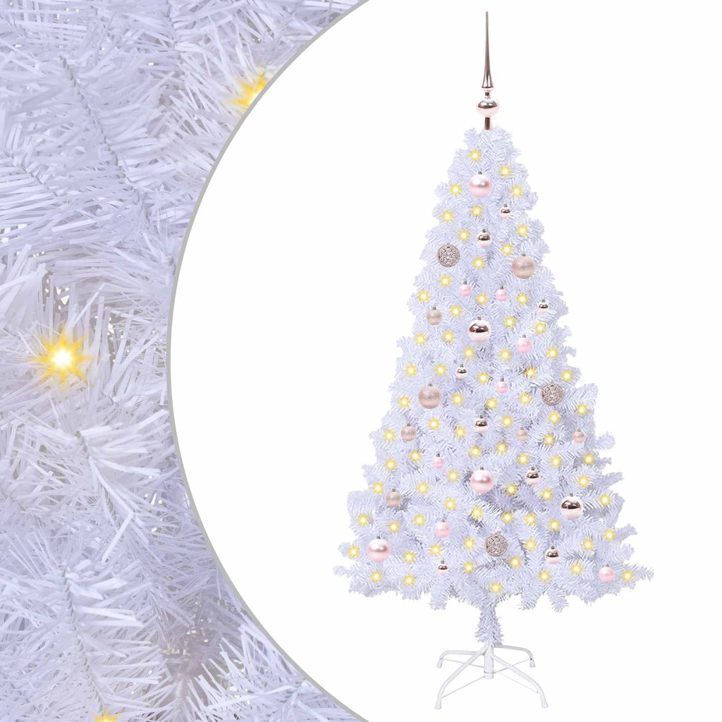 Künstlicher Weihnachtsbaum Weiß 150 cm PVC und Stahl