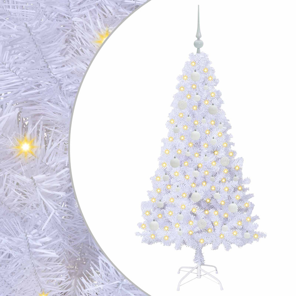 Künstlicher Weihnachtsbaum Weiß 150 cm PVC und Stahl