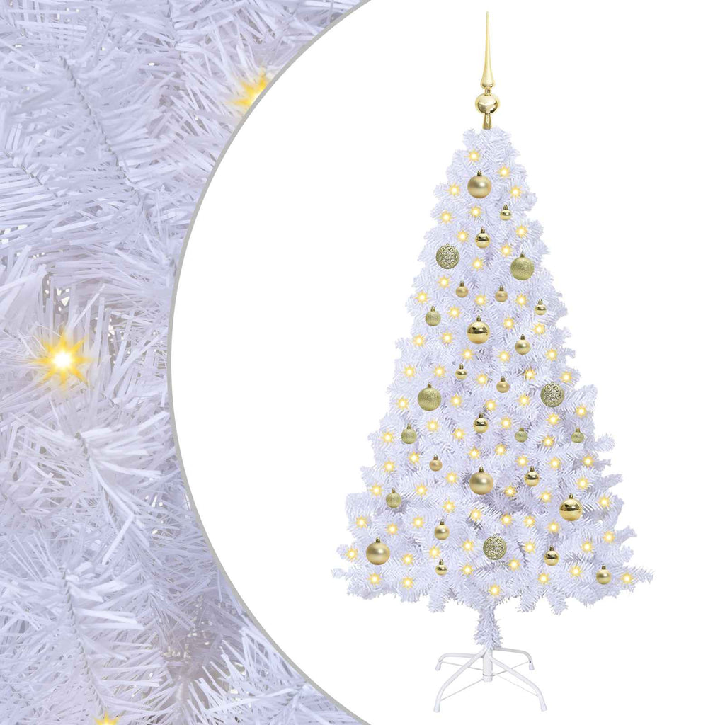 Künstlicher Weihnachtsbaum Weiß 150 cm PVC und Stahl