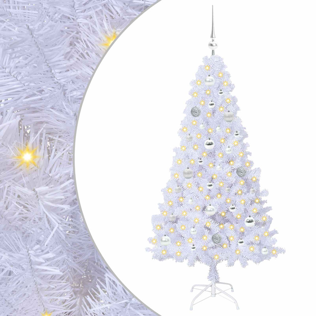 Künstlicher Weihnachtsbaum Weiß 150 cm PVC und Stahl