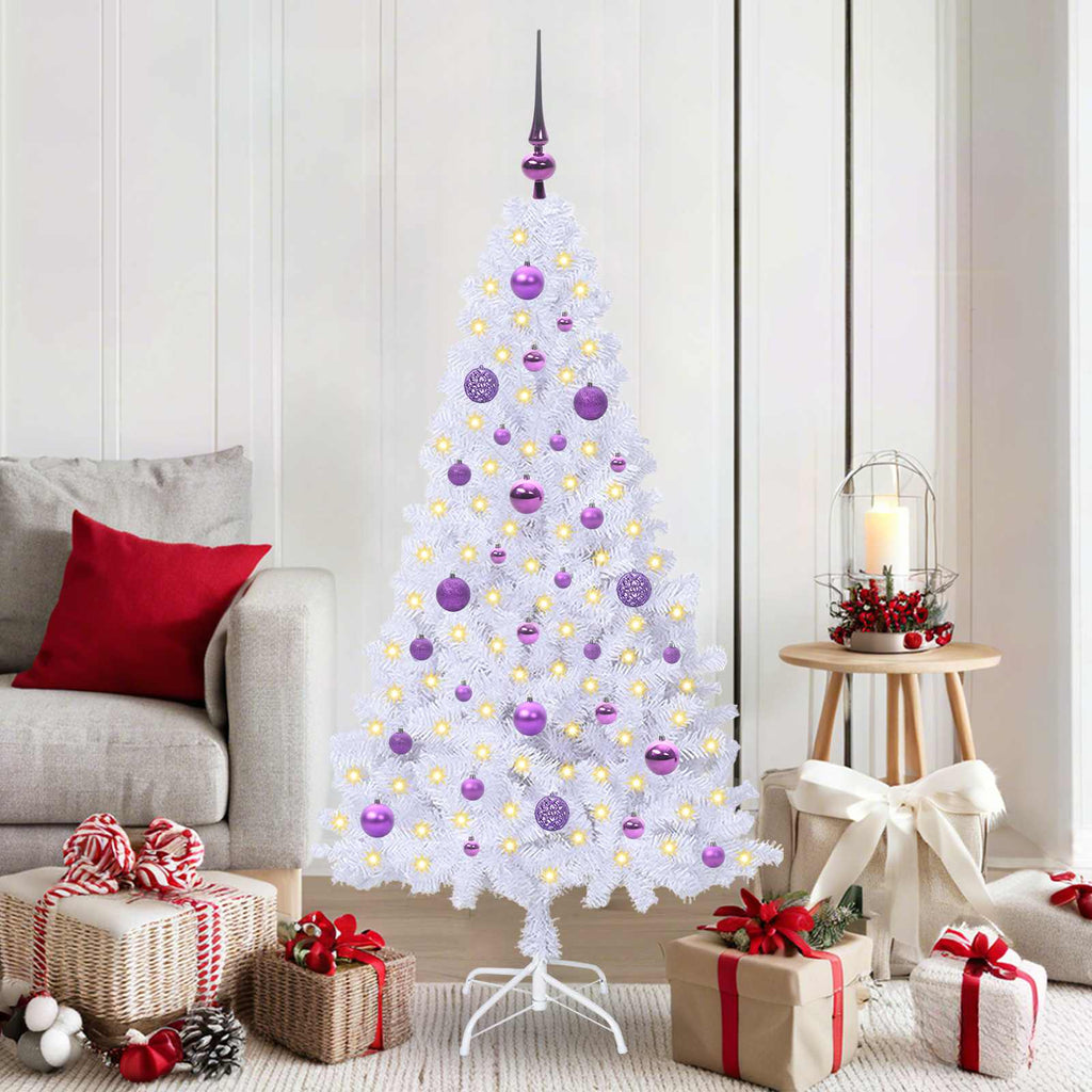 Künstlicher Weihnachtsbaum Weiß 150 cm PVC und Stahl