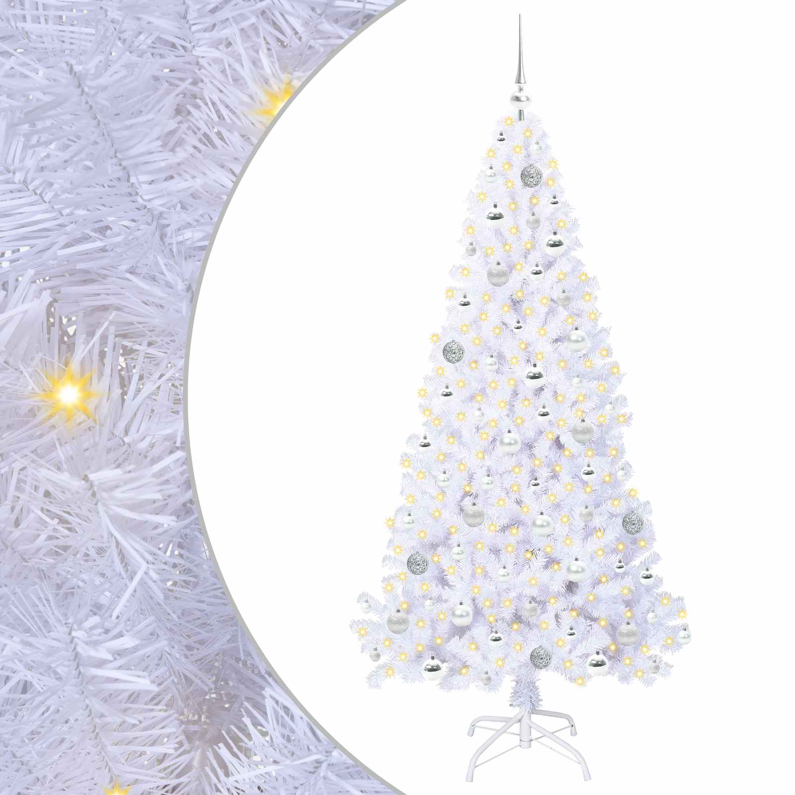 Künstlicher Weihnachtsbaum Weiß 180 cm PVC und Stahl