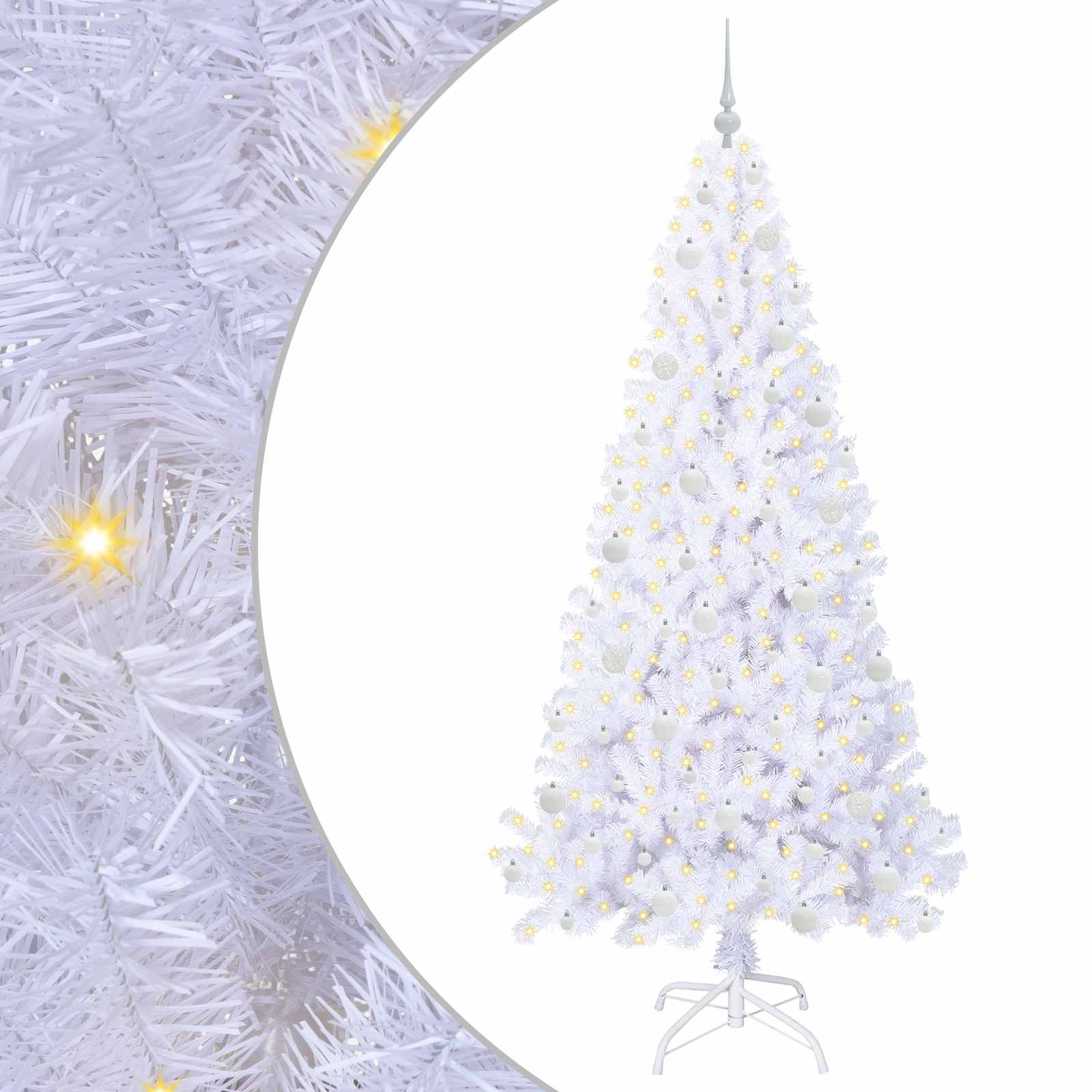 Künstlicher Weihnachtsbaum Weiß 210 cm PVC und Stahl
