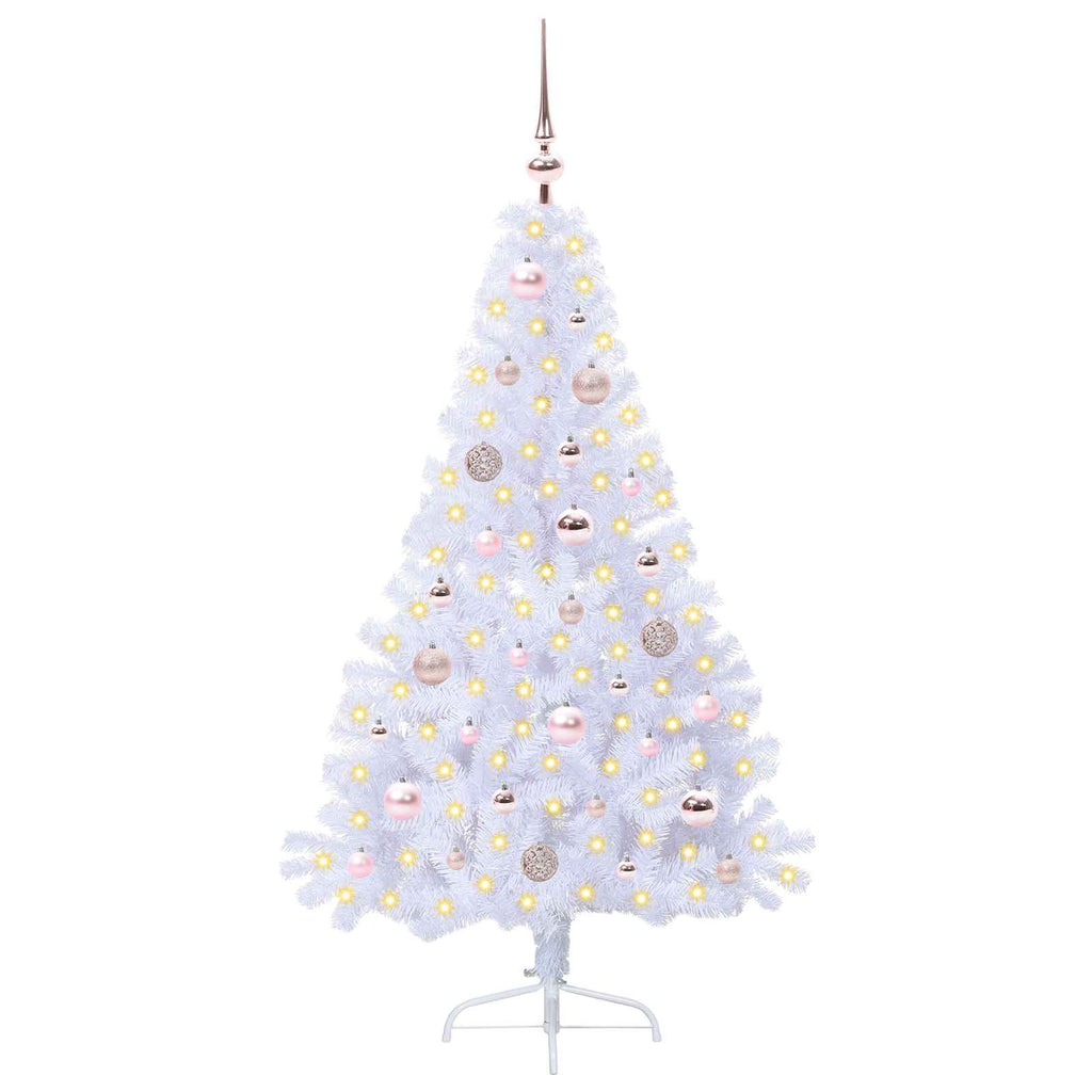 Künstlicher Weihnachtsbaum Weiß 150 cm PVC und Stahl