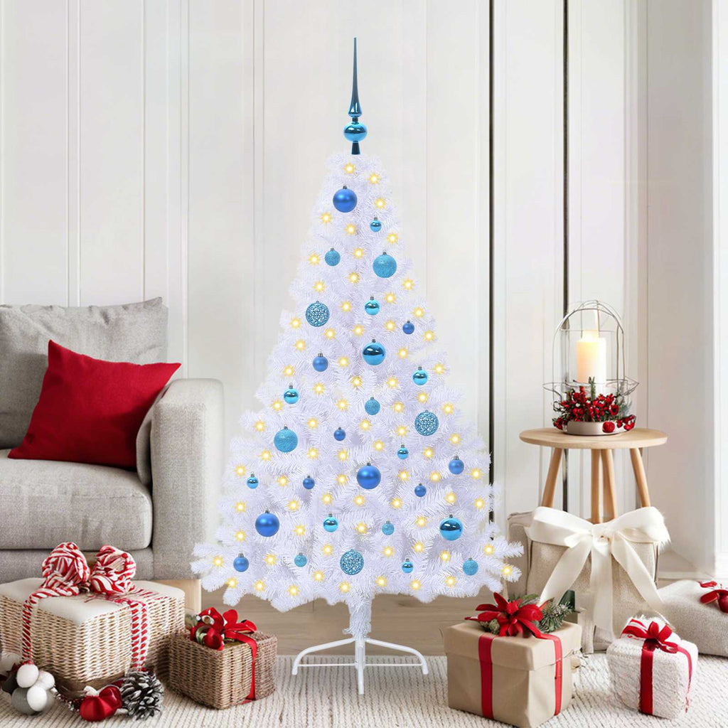 Künstlicher Weihnachtsbaum Weiß 150 cm PVC und Stahl