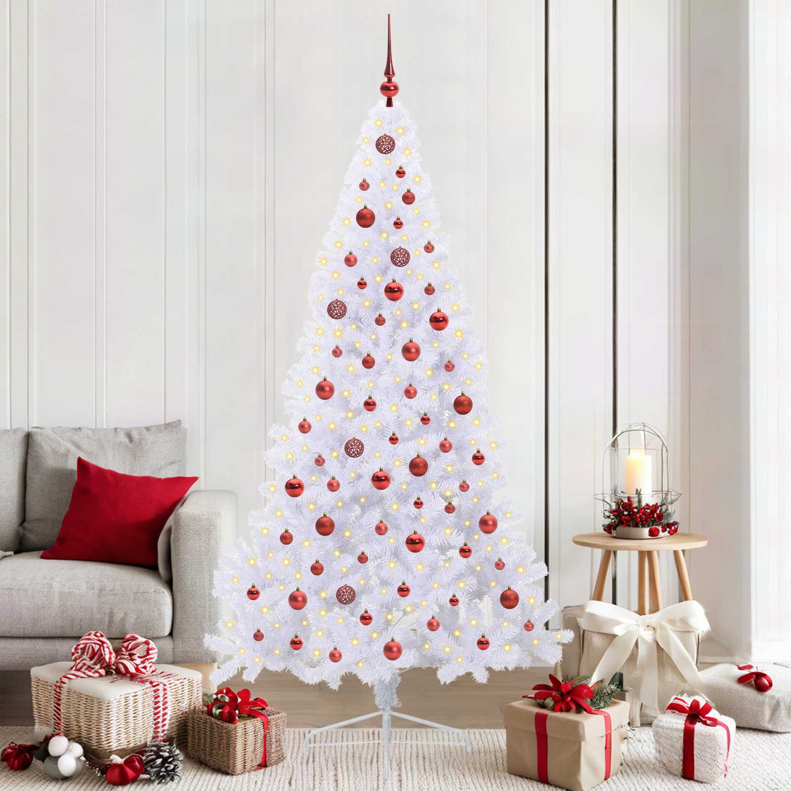 Künstlicher Weihnachtsbaum Weiß 210 cm PVC und Stahl