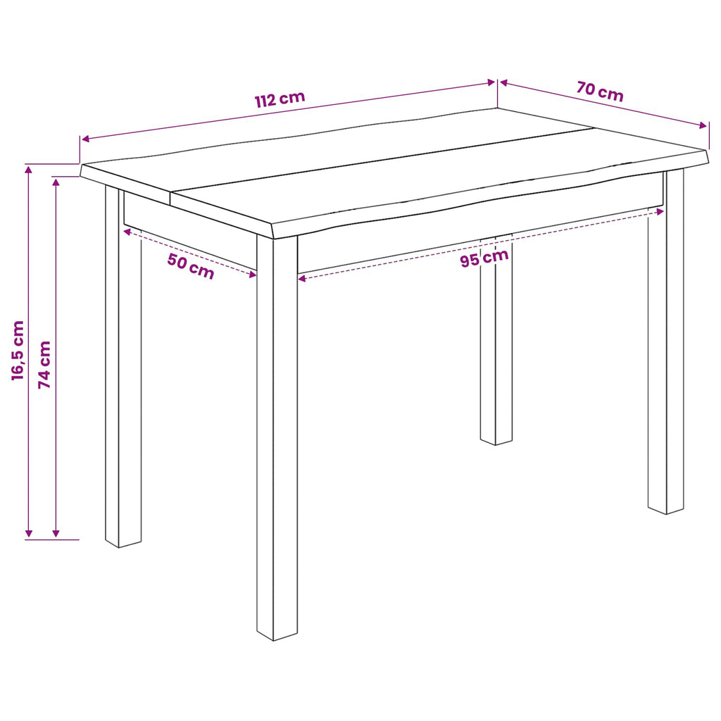Esstisch EKAI Weiß 112 x 70 x 76,5 cm Massives Kiefernholz