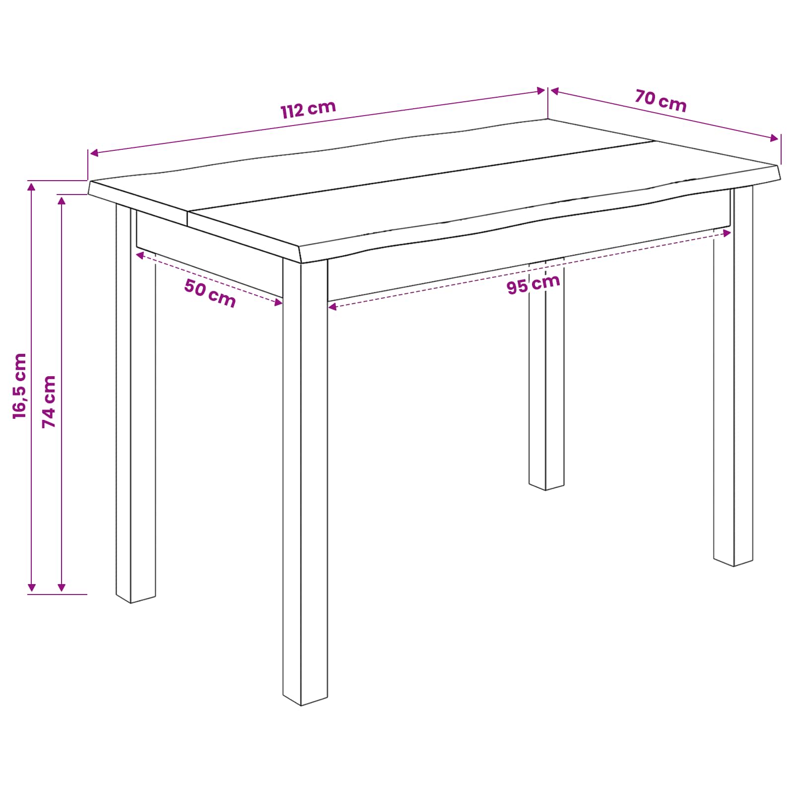 Esstisch EKAI Weiß 112 x 70 x 76,5 cm Massives Kiefernholz