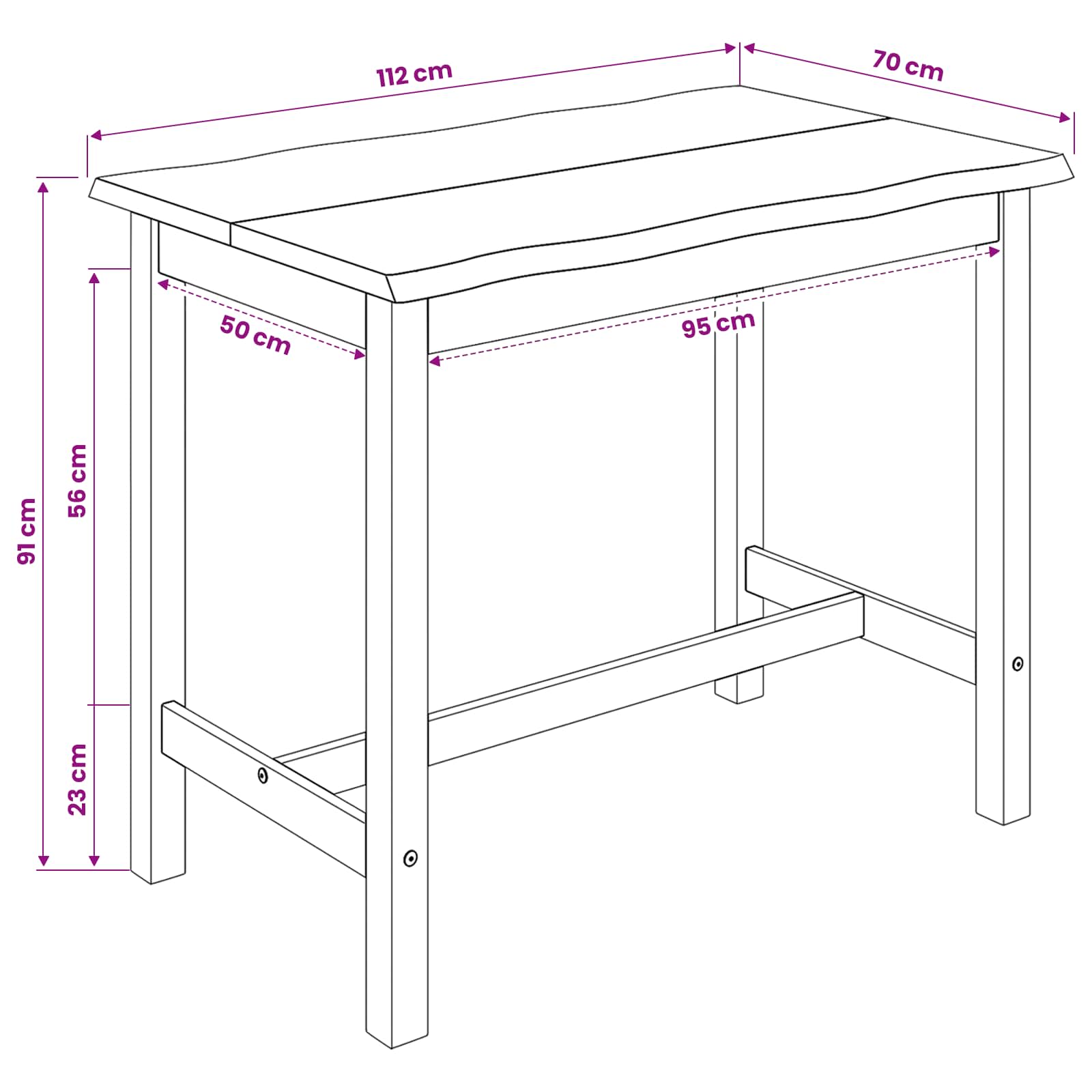 Hohe Bar-Tisch EKAI Schwarz 112 x 70 x 91 cm