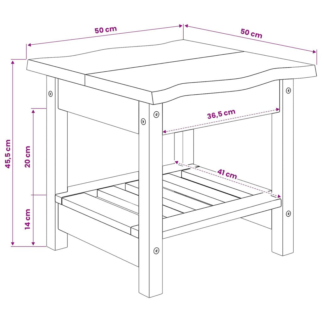 Beistelltisch mit Regal EKAI Schwarz 50 x 50 x 45,5 cm